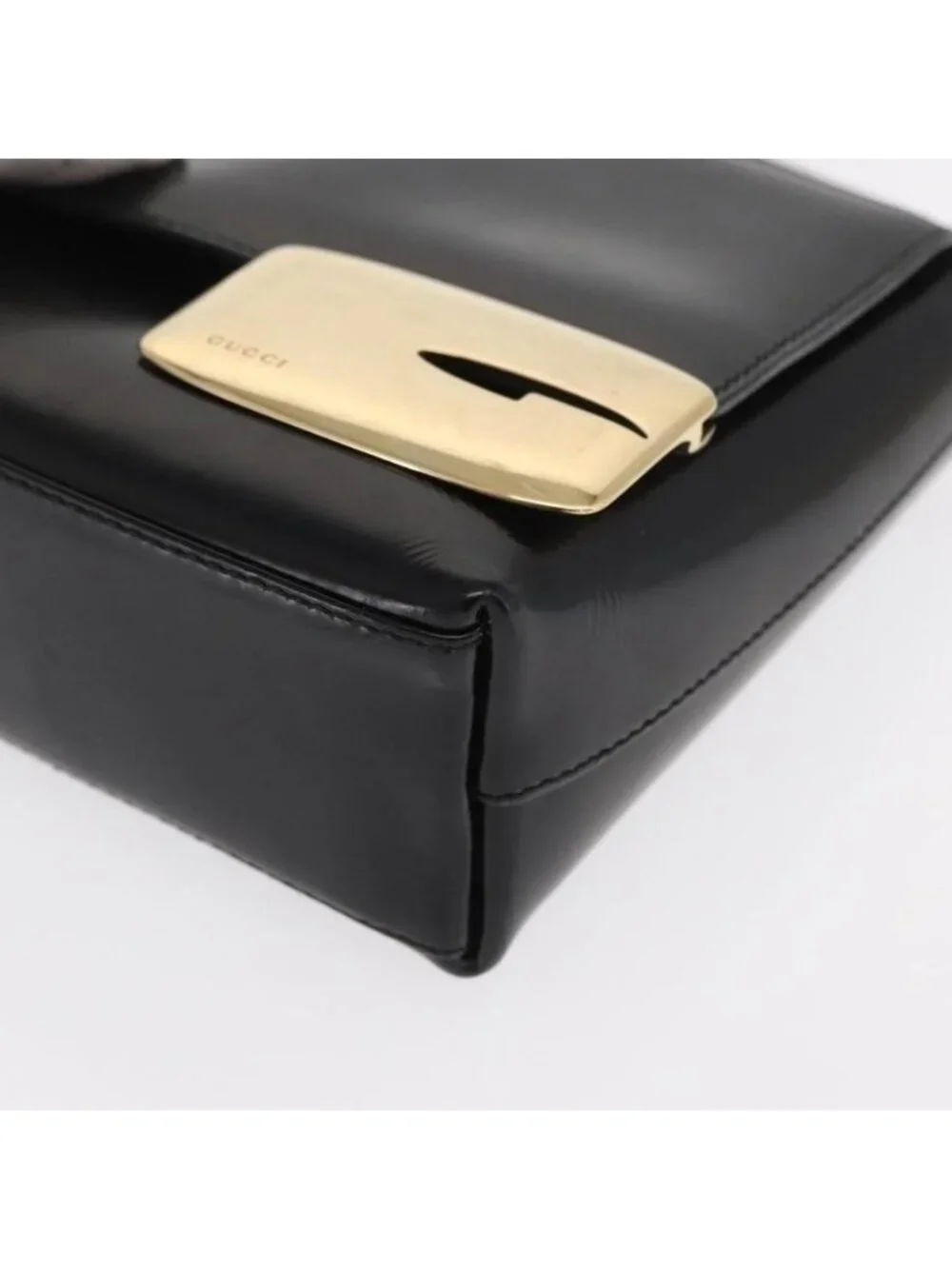 Authentic GUCCI Shoulder Bag Patent leather Black Gold 007 3444 0282 - Picture 7 of 16